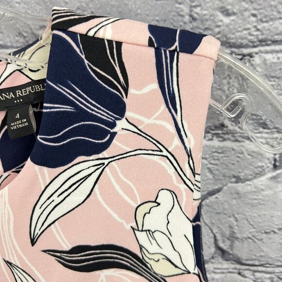 Banana Republic Women's  Sleeveless Sheath Dress  Size 4 Pink Black White Floral - Picture 12 of 13